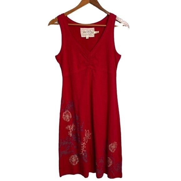 Aventura Dresses & Skirts - Aventura Schaffer Organic Cotton Floral Embroidery Sleeveless Dress Athleisure